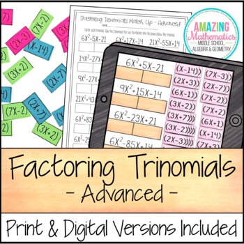 Preview of Factoring Polynomials (Trinomials) Activity - Advanced
