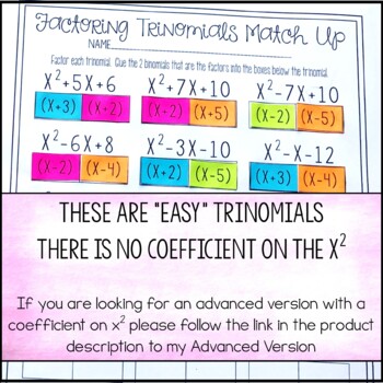 Factoring Polynomials (Trinomials) Activity - Beginner by Amazing ...