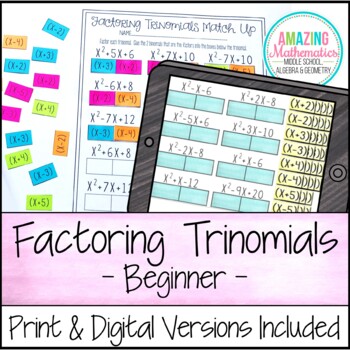 Preview of Factoring Polynomials (Trinomials) Activity - Beginner