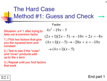 Preview of Factoring Trinomials (Advanced)