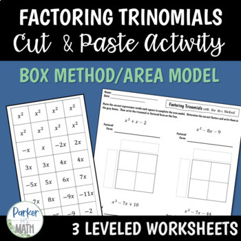 Preview of Factoring Trinomials Box Method CUT AND PASTE ACTIVITY