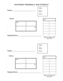 Factoring Trinomials Box Method Graphic Organizer