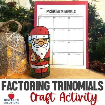 Preview of Factoring Trinomials When A Equals 1 Color by Number Christmas Craft