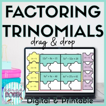 Preview of Factoring Trinomials Digital Drag and Drop Activity