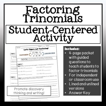 Preview of Factoring Trinomials Discovery Activity