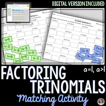 Preview of Factoring Trinomials Matching Activity, Print and Digital Google Slides™