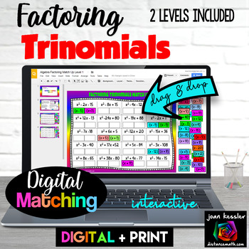 Preview of Factoring Trinomials Matching Digital plus Print