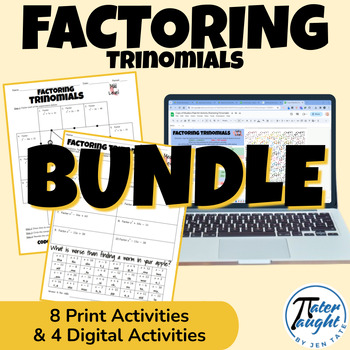 Preview of Factoring Trinomials (Polynomials with 3 Terms) - Activity BUNDLE