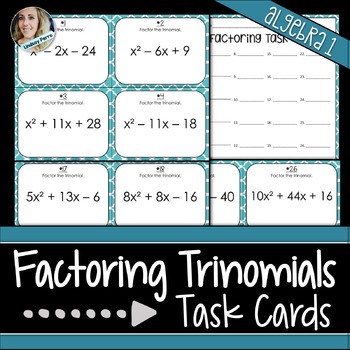 Preview of Factoring Trinomials Task Cards