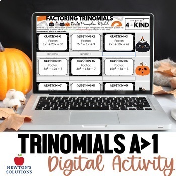 Preview of Factoring Trinomials When A is Greater Than 1 Halloween Digital Activity