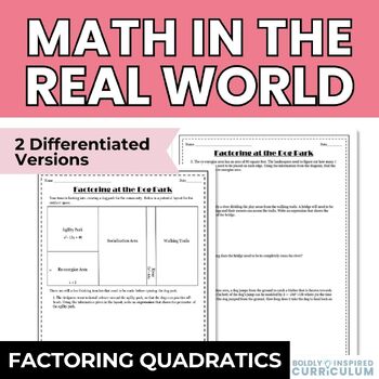 Preview of Factoring Trinomials Word Problems and Real World Application Activity
