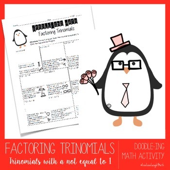 Preview of Factoring Trinomials Worksheet (Doodle-ing Math)