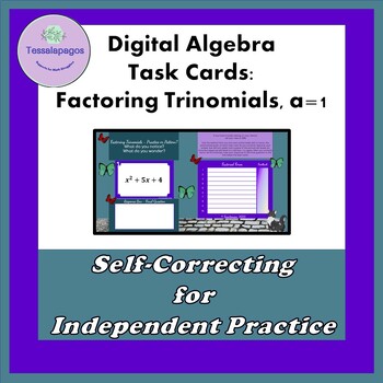 Preview of Factoring Trinomials a=1 Digital Task Cards in Google Sheets 