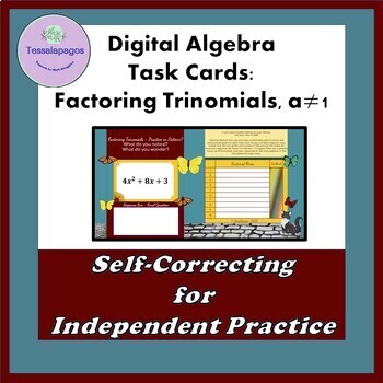 Preview of Factoring Trinomials a≠1 Digital Task Cards in Google Sheets 