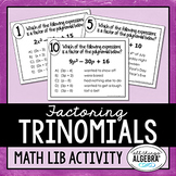 Factoring Trinomials (a > 1) | Math Lib Activity