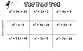 Factoring Trinomials and GCF 18 Problems Tic Tac Toe Review Game