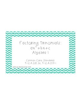 Preview of Factoring Trinomials: ax^2+bx+c (algebra 1)