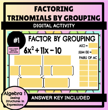 Preview of Factoring Trinomials by Grouping Scaffolded Digital Activity