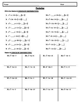 Factoring Trinomials Worksheet easy by HSArchimedes  TpT