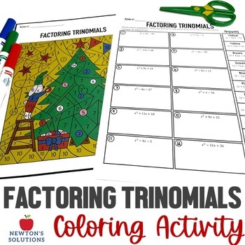 Preview of Factoring Trinomials when A is Equal to 1 Color by Number Christmas Activity