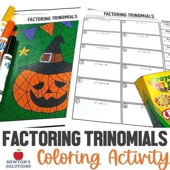 Preview of Factoring Trinomials when A is Equal to 1 Color by Number Halloween Activity