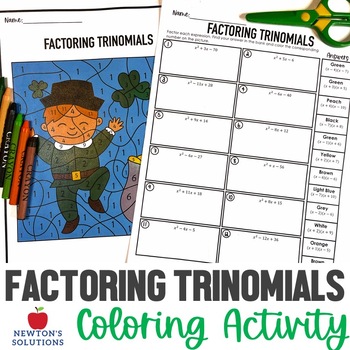 Preview of Factoring Trinomials when A is Equal to 1 Color by Number St. Patrick's Activity