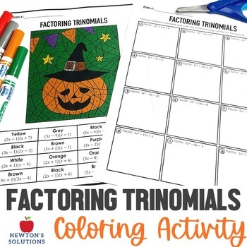 Preview of Factoring Trinomials when A is Greater Than 1 Color by Number Halloween Activity