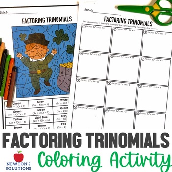 Preview of Factoring Trinomials when A is Greater Than 1 St. Patrick's Day Color by Number