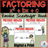 Factoring Trinomials when a=1  Zombie Scavenger Hunt Activ