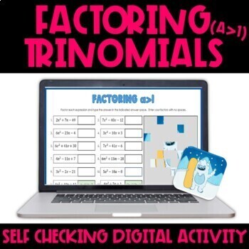 Preview of Factoring Trinomials with a greater than 1 self checking  activity 
