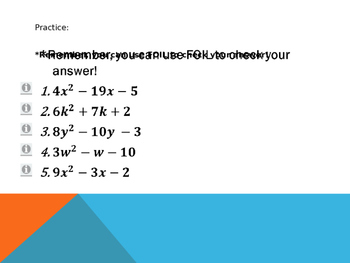 Factoring Trinomials With An A Term Slip By Mrspiercemath