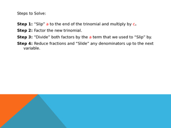 Factoring Trinomials With An A Term Slip By Mrspiercemath