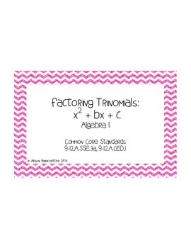 Preview of Factoring Trinomials: x^2+bx+c Task Cards