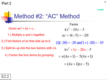 Preview of Factoring Unit (Algebra 2 Honors)