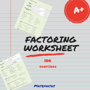 Preview of Factoring Worksheet Algebra