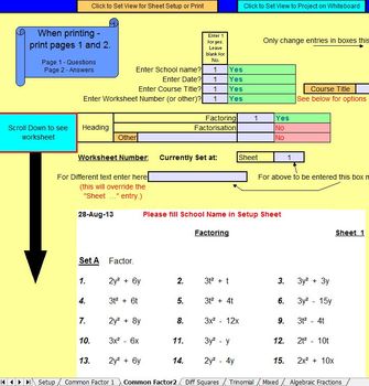 Preview of Factoring - Worksheets - Whiteboard