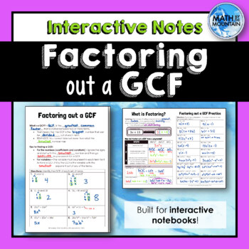 Preview of Factoring a GCF out of a Polynomial Notes for Interactive Notebook