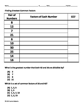 Factoring and Greatest Common Factors by Jamie Roberts | TpT