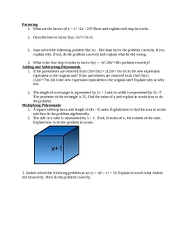 Preview of Factoring and Polynomials Writing Prompts