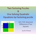 Factoring and Solving Quadratic Equations by Factoring puzzles