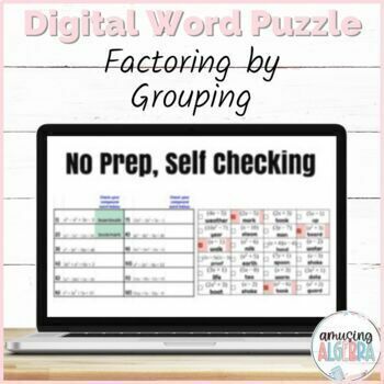 Preview of Factoring by Grouping DIGITAL Mystery Word Puzzle