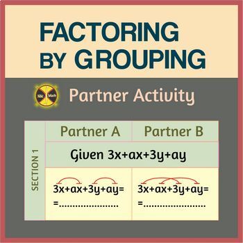 Preview of Factoring by Grouping - Partner Activity (Solving a problem in 2 different ways)