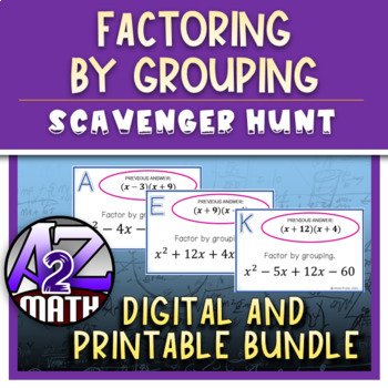 Preview of Factoring by Grouping Activity Digital and Printable Scavenger Hunt
