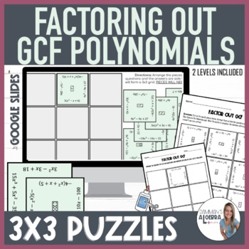 Preview of Factoring out the GCF Polynomials|  Digital and Printable 3x3 Puzzles