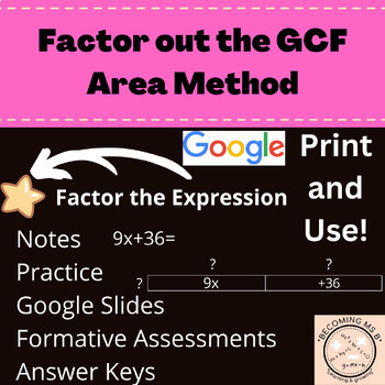 Preview of Factoring the Greatest Common Factor out of an Expression using the Area Model