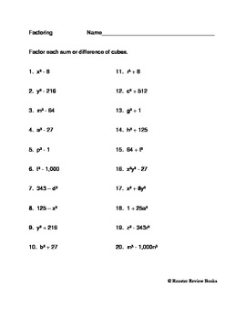 factoring cubes worksheet