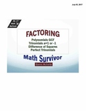 Factoring - trinomials and difference of square - Game