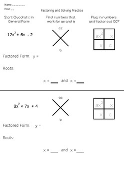 Mindful Natura tæt Factoring Quadratics: Diamond Problems and the Box Method ("AC" Method)