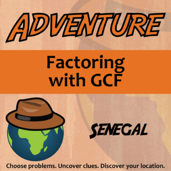 Preview of Factoring with GCF Activity - Printable & Digital Senegal Adventure Worksheet