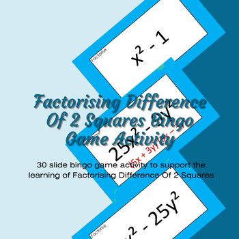 Preview of Factorising Difference Of 2 Squares Maths Bingo Game Activity